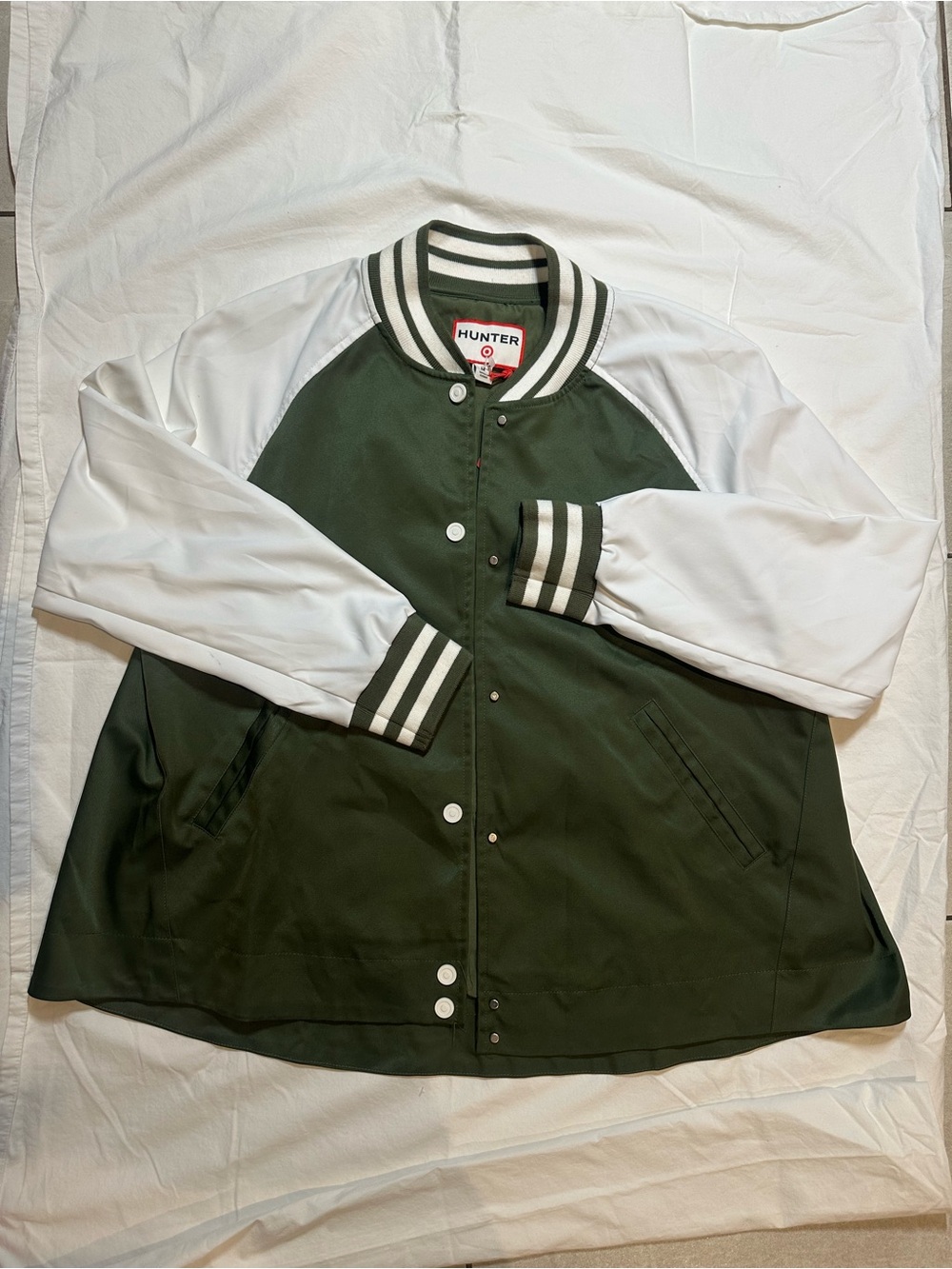 Hunter Two-Tone Green and White Varsity Jacket